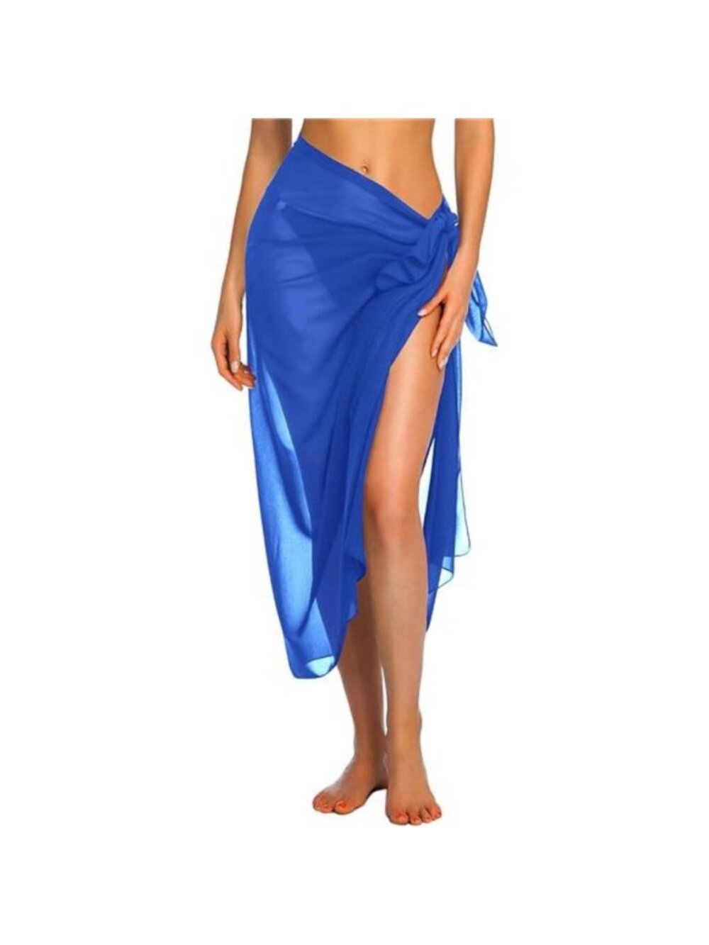 Women's Sarong Swimsuit Coverups Chiffon Long Bikini Wraps, Blue
